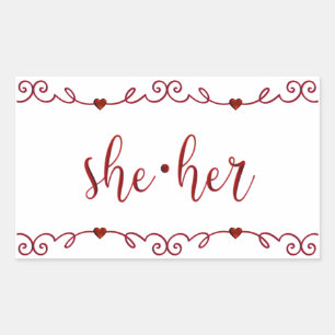 Sticker Rectangulaire Elle dans Red Fancy Doodles