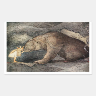 Sticker Rectangulaire Elle embrassa le nez de l'ours