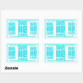 Sticker Rectangulaire Elle He They Retro Bold en Turquoise (Feuille)