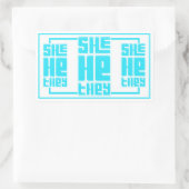 Sticker Rectangulaire Elle He They Retro Bold en Turquoise (Sac)