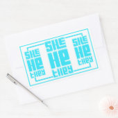 Sticker Rectangulaire Elle He They Retro Bold en Turquoise (Enveloppe)