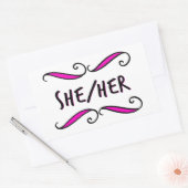 Sticker Rectangulaire Elle son joli rouleau noir et rose (Enveloppe)