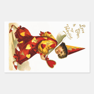 Sticker Rectangulaire Ellen H. Clapsaddle : Arlequin au coeur