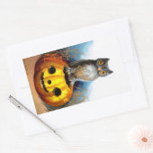 Sticker Rectangulaire Ellen H. Clapsaddle : Chouette d'Halloween (Enveloppe)