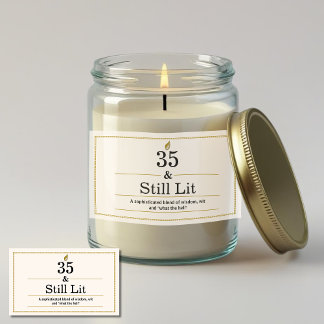 Sticker Rectangulaire emballages de bougies cadeaux 35e anniversaire aut