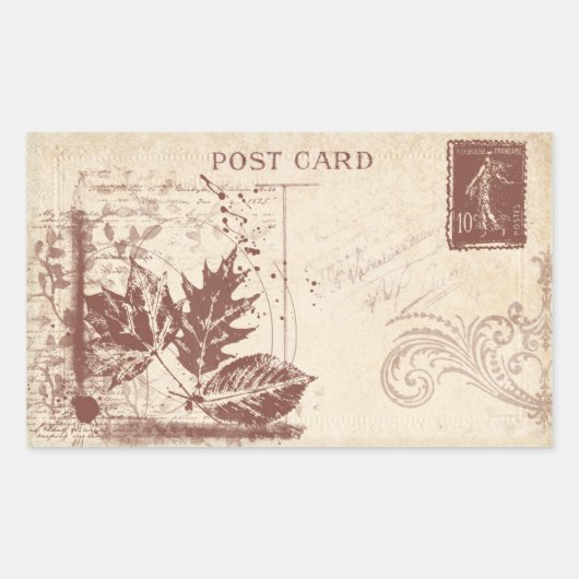 Sticker Rectangulaire Embellisement vintage de la carte postale (Devant)
