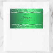 Sticker Rectangulaire Emerald Green avec initiales de Parties scintillan (Sac)