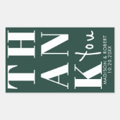 Sticker Rectangulaire Emerald Green Bold Simple Merci Wedding Favor (Devant)