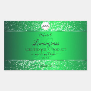 Sticker Rectangulaire Emerald Green Logo Initiales Parties scintillant É