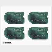 Sticker Rectangulaire Emerald Green Moderne Mariage Fiançailles (Feuille)