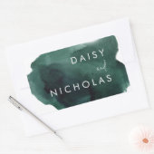 Sticker Rectangulaire Emerald Green Moderne Mariage Fiançailles (Enveloppe)