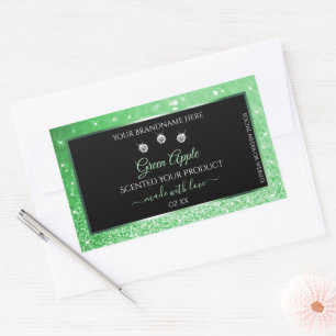 Sticker Rectangulaire Emerald Green Parties scintillant Black Produit Di