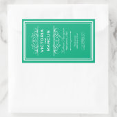 Sticker Rectangulaire Émeraude Mariage élégant Monogramme Bouteille de v (Sac)