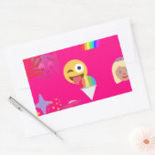 Sticker Rectangulaire émoticône rose chaud (Enveloppe)