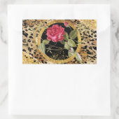 Sticker Rectangulaire empreinte de léopard avec rose et parties scintill (Sac)