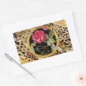 Sticker Rectangulaire empreinte de léopard avec rose et parties scintill (Enveloppe)