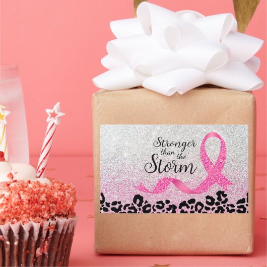 Sticker Rectangulaire Empreinte de léopard de sensibilisation au cancer  (Fête)