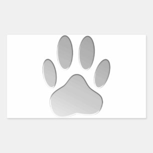 Sticker Rectangulaire Empreinte de patte de chien à l'air métallique