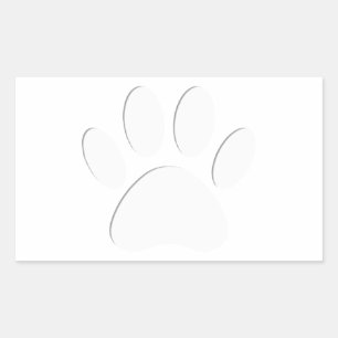 Sticker Rectangulaire Empreinte de patte de chien coupé en papier