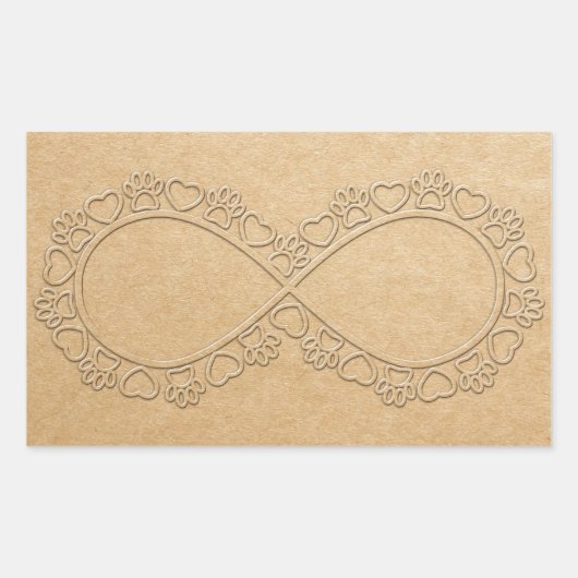 Sticker Rectangulaire Empreinte de patte de chien d'amour infini (Devant)