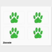 Sticker Rectangulaire Empreinte de patte de chien de feuillage vert (Feuille)