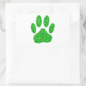 Sticker Rectangulaire Empreinte de patte de chien de feuillage vert (Sac)