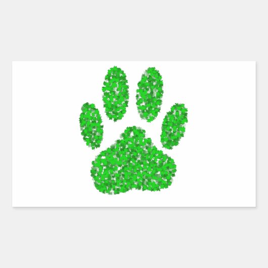 Sticker Rectangulaire Empreinte de patte de chien de feuillage vert (Devant)