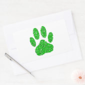 Sticker Rectangulaire Empreinte de patte de chien de feuillage vert (Enveloppe)