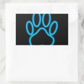 Sticker Rectangulaire Empreinte de patte de chien de Néon Bleu (Sac)