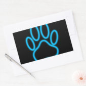 Sticker Rectangulaire Empreinte de patte de chien de Néon Bleu (Enveloppe)