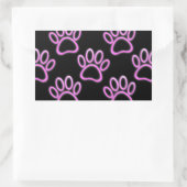 Sticker Rectangulaire Empreinte de patte de chien de Néon rose (Sac)