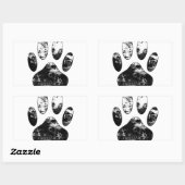 Sticker Rectangulaire Empreinte de patte de chien gris noir et blanc (Feuille)