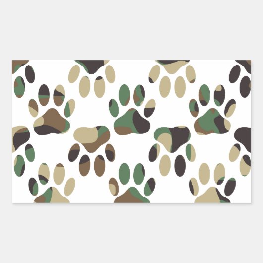 Sticker Rectangulaire Empreinte de patte de chien Motif Camo (Devant)