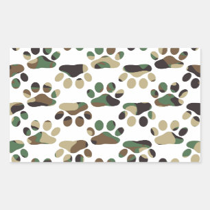 Sticker Rectangulaire Empreinte de patte de chien Motif Camo