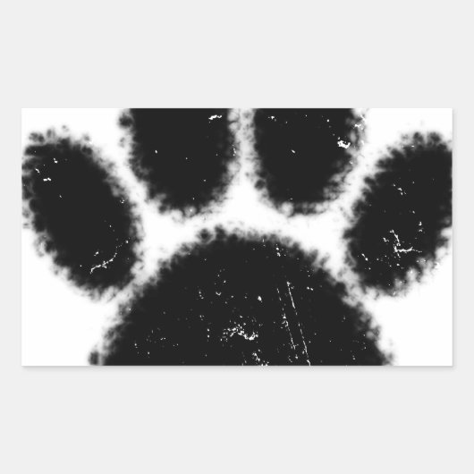 Sticker Rectangulaire Empreinte de patte De Chien Rough Et Distressed (Devant)