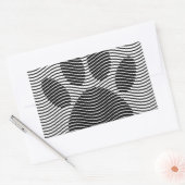 Sticker Rectangulaire Empreinte de patte De Chien Sur Les Vagues Noires  (Enveloppe)