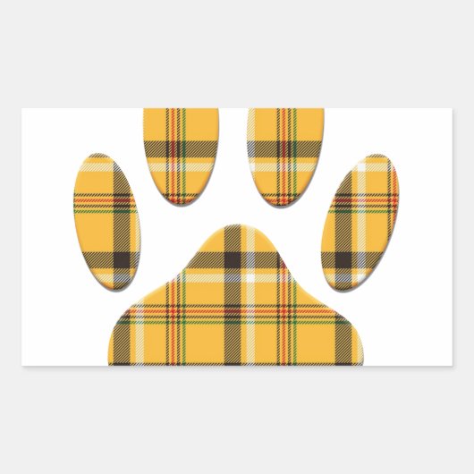 Sticker Rectangulaire Empreinte de patte de chien Tartan (Devant)