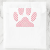 Sticker Rectangulaire Empreinte de patte Tartan Rose Et Blanc (Sac)