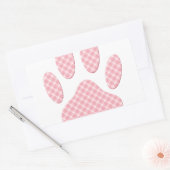 Sticker Rectangulaire Empreinte de patte Tartan Rose Et Blanc (Enveloppe)