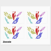 Sticker Rectangulaire Empreintes de pattes de chiens avec Pois (Feuille)