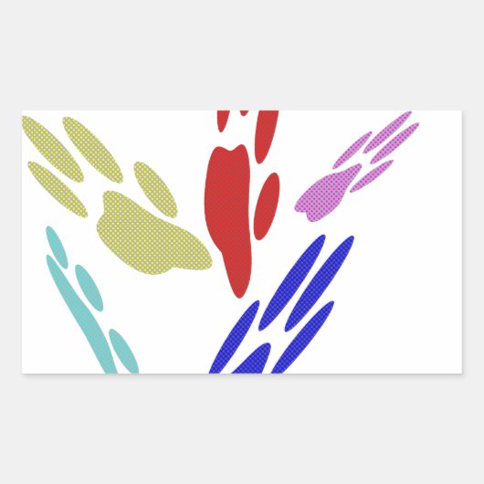 Sticker Rectangulaire Empreintes de pattes de chiens avec Pois (Devant)