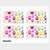 Sticker Rectangulaire Empreintes de pattes de chiens partout (Feuille)