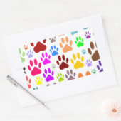 Sticker Rectangulaire Empreintes de pattes de chiens partout (Enveloppe)