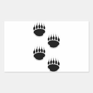 Sticker Rectangulaire Empreintes de pattes de l'ours noir
