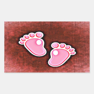 Sticker Rectangulaire empreintes de pied de bébé fille pieds mignons nou