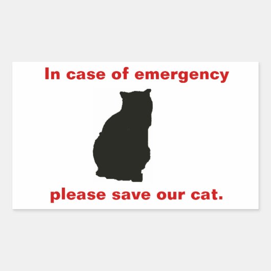 Sticker Rectangulaire En coque d'urgence sauvez notre chat (Devant)