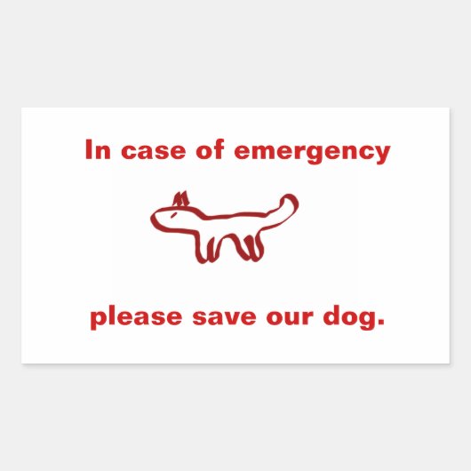 Sticker Rectangulaire En coque d'urgence sauvez notre chien (Devant)