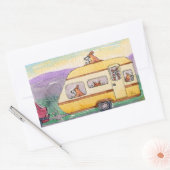 Sticker Rectangulaire En vacances - Chiens de Corgi dans une caravane (Enveloppe)
