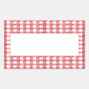 Sticker Rectangulaire en vichy rouge blanc blanc grilles en dentelle vin