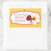 Sticker Rectangulaire enfant ladybug plaque d'identification nom jaune a (Sac)